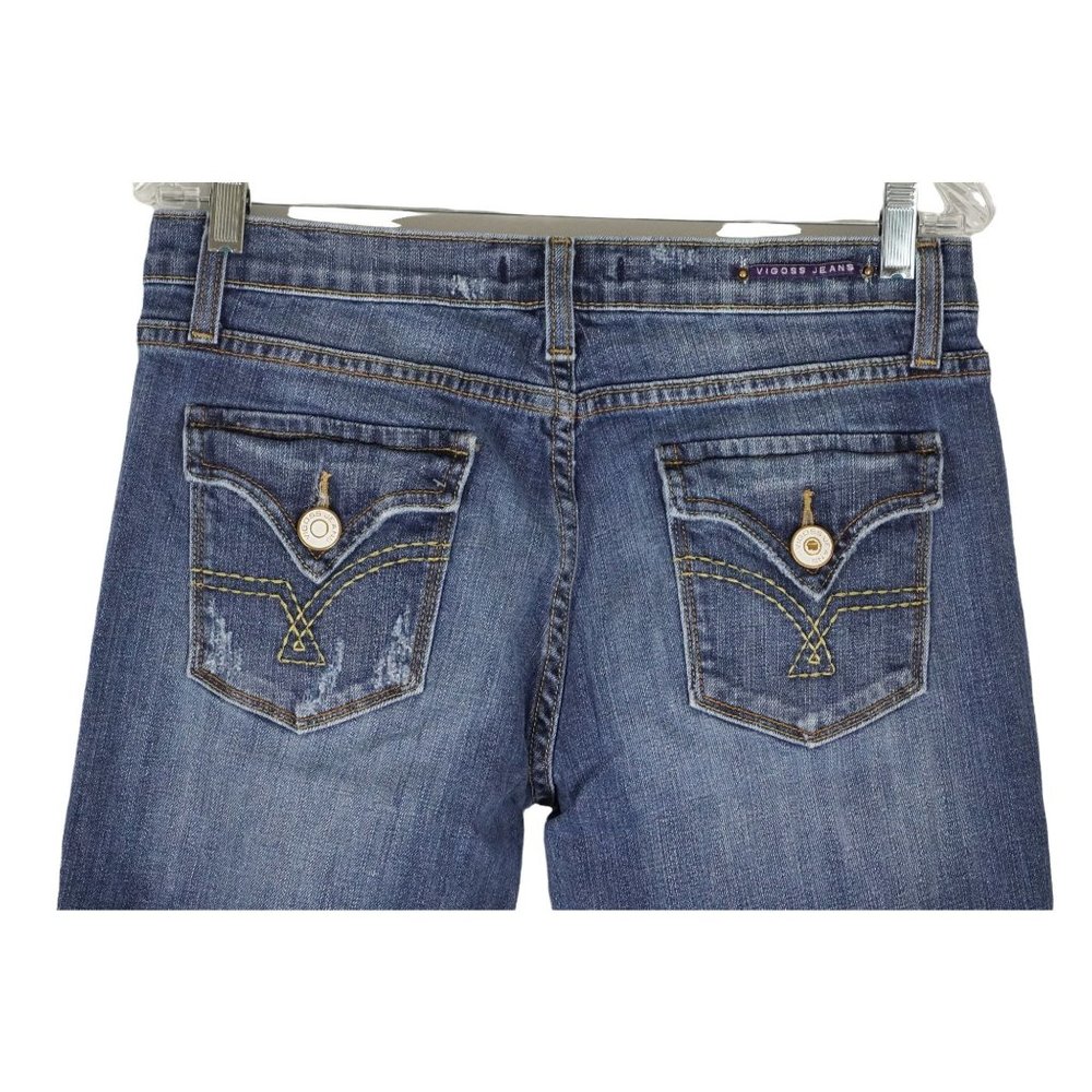 Vigoss Jeans Womens Juniors Size 11‎ New York Straight Stretch Distressed Denim